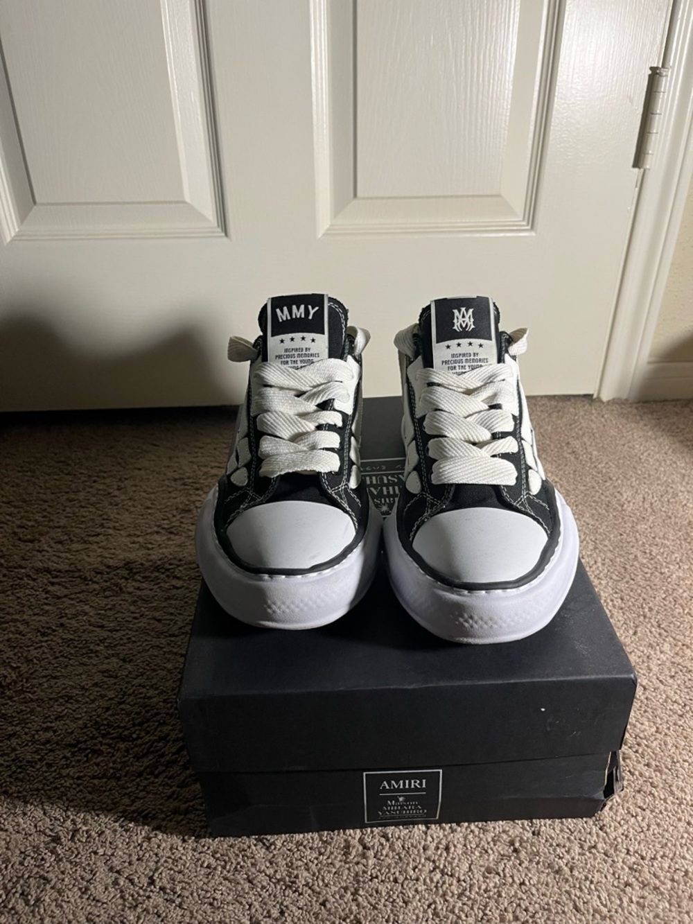 AMIRI x Maison Mihara Black and White Skeleton-Style Low-Top Sneakers - Picture 3 of 5
